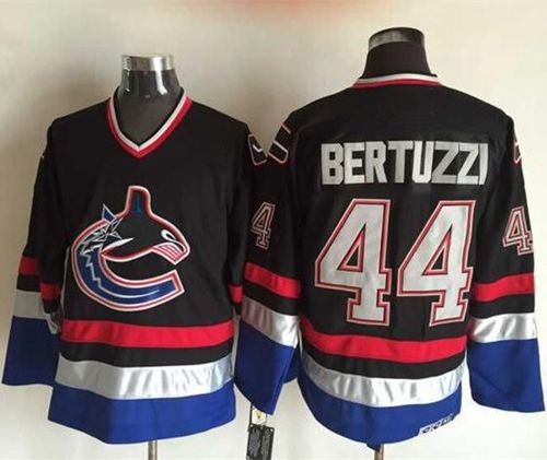 Canucks #44 Todd Bertuzzi Black/Blue CCM Throwback Stitched NHL Jersey - Click Image to Close